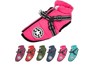 CLGORM Pawbibi Dog Coat Waterproof Winter, Pawbibi Sport Waterproof Windproof Jacket with Built-In Harness Reflective & Adjustable Warm Coats Dogs (pink, s)