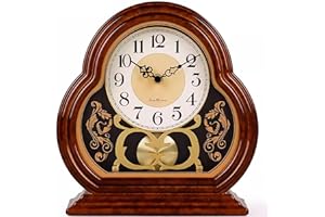 QTQHOME Mantel Clock Battery Operated, Wooden Mantle Clocks with Silent Movement, Vintage Table Clock Above Fireplace Mantel for Living Room Office Desk Shelf & Home Décor
