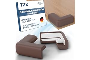 ‎HOFFENBACH Hoffenbach 12x Ochrona Narożników dla Dzieci – Zabezpieczenie dla Niemowląt i Dzieci – Samoprzylepna Ochrona Krawędzi Stołu i Mebli, Miękkie Narożniki dla Bezpieczeństwa w Domu – Brązowy