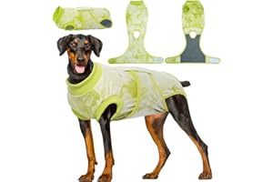 Kuoser Dog Surgery Recovery Suit for After Surgery Female,Professional Pet Recovery Shirt Dog Abdominal Wounds Bandages,Substitute E-Collar & Cone,Prevent Licking Dog Onesies （green L）
