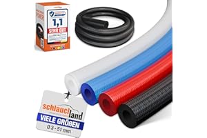 SCHLAUCHLAND 1m SILIKON-SCHLAUCH PROTEX Ø 8x15mm schwarz 180°C | METERWARE AUSWAHL | Silikonschlauch Universal Schlauch Luft Wasser Silikon Gewebe-Mantel verstärkt Gummi Lebensmittel-tauglich FDA Getränke