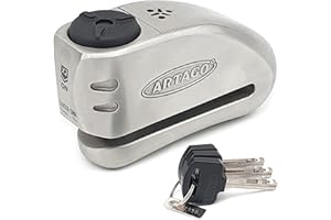 ARTAGO 32 Candado Moto Alta Gama, Mejor Antirrobo Disco Sin/Con Alarma Don't Touch 120dB, Homologado SRA y SSG, Exclusivo Triple Cierre 15.5mm y Blindaje Anti-Taladro 5mm, Acero Inox, Pinza Cepo Moto