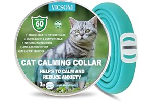 VICSOM Collier Apaisant pour Chats, Collier Calmante pour Chat, Anti Stress Chat et Collier Apaisant, Collier Anti-Anxiété de Taille Réglable Pheromones Chat Effet Apaisant Durable et Naturel Bleu Ciel