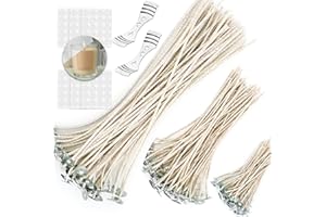 K KOOLPUG KOOLPUG Organic Soy Wicks - Pre-Waxed Cotton, Vegan, Perfect for DIY Candle Making (10cm, 15cm, 20cm), 120 Pcs With 2Pcs Wick Holder