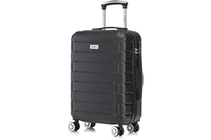 yonsly Trolley Reisekoffer Set, Koffer Suitcase, Rollkoffer Handgepäck, Kabinenkoffer Hartschalenreisekoffer mit Zahlenschloss, 4 Rollen 360°, Weicher Gummigriff (M, Schwarz)