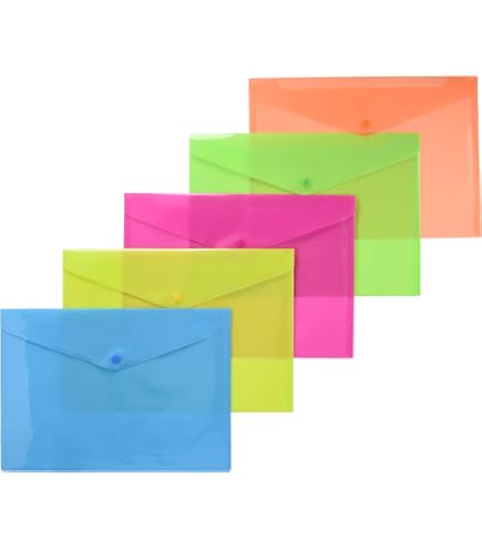 Buste Con Bottone FAVORIT A4 - Polipropilene Opaco, Confezione Da 5 Pezzi, Colori Assortiti - Foto 10