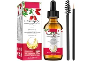 FSLHCY Huile de Rose Musquée 60ml pour les Visage Soin Anti-âge, Peau, Cicatrices et Vergetures Cheveux Hydrates Corps Peau Pressée à Froid pure et Naturelle Hydratante et Nourrissante