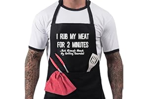Bang Tidy Clothing Funny BBQ Apron Novelty Aprons Cooking Gifts for Men 100% Cotton 2 Pockets - 2 Minutes - Black One Size