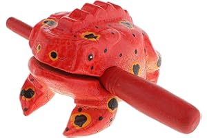 GOGHOST 3.5" Wooden Frog Guiro Rasp Instrument - Percussion Musical Tone Block Craft (Painted Red)