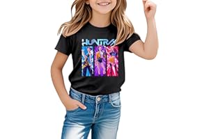 GÉNÉRIQUE T-Shirts à Manches Courtes Fille Kpop D-Demon H-Hunters Garçon Filles Huntrix Huntr/X Tee Shirt Col Rond Graphique Décontracté Comfortable Mignon Enfants Tee-Shirt
