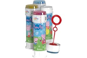 Anila's Peppa Pig Bubble Tubs with Wands, 60ml Solution & Maze Lid, Set of 12, Party Bag Fillers & Favours, Ages 3+