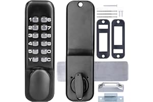 BLYEMICHDI Serrure à Code Mécanique, Serrure de Porte étanche Sans Clé, Serrure Porte à Combinaison Mécanique de 30-60 MM D'épaisseur, Poignée de Porte avec Code, serrure porte D'entrée Pour Usine, Noir
