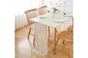 AOKSUNOVA Bieżnik szyfonowy żółty bieżnik beżowy kremowy tiul bieżnik 300 cm x 70 cm