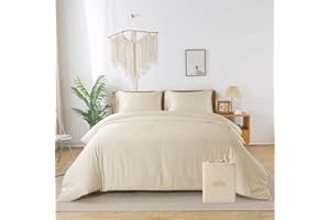 ‎BIENDO bienDo Bettwäsche 135x200 Beige, Bambus - Vegane Seide, Bettbezug und Kissenbezug Set für Sommer und Winter, Kühlend, Weich, Luxus und Hypoallergen