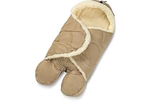 Fellhof Einschlagdecke WINTERBERG für Babyschale, Autositz und Wanne, 100% Merino-Lammfell und Baumwolle, 76 cm lang, naturweiß