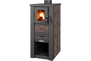 ProTermo Kaminofen Lava Ceramic Mokka - 6,5 kW Heizleistung - 35x44x78 cm Holzofen mit Schamottsteinen mit Sichtfenster Holz Kamin - Bauart 2