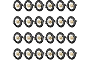 Tofisr Projecteurs Spot Encastrable GU10 Set Cadre Avec Douille Céramique GU10, Noir Mat Rond Cadre de Montage Spot LED, Ouverture Ø55mm-70mm, Pour Spots de Plafond, Lot de 24