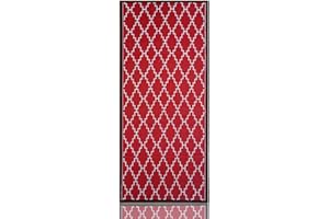 GBS BROTHERS GBS Premium Foldable Rugs - Indoor/Outdoor Reversible Weatherproof Polypropylene Mat - Perfect for Camping, Beach, Garden, Kitchen, Hallway Rug - Lightweight Plastic Straw Area Rug 75x180 cm (Red)