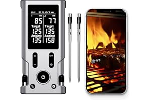 TANGZHE Fleischthermometer kabellos Grillthermometer Bluetooth Backofenthermometer mit App IP67 Wasserdicht Wireless Meat Thermometer für Ofen, Grill, Smoker, Rotisserie Ofen