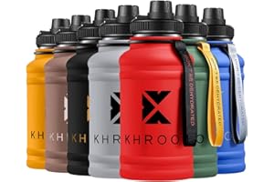 Khroom® Botella deportiva de acero inoxidable 1,3 L - apta para ácido carbónico y botella de acero inoxidable irrompible para fitness y ocio | botella de agua | botella deportiva (1.3 L, Rojo)