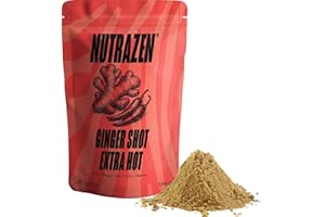 NUTRAZEN Ginger and Turmeric Extra Hot Shot Powder 100 Servings | Drink Powder with an Extra Chilli Kick | Organic and Natural Ingredients No Added Sugar | Mix with Water, Juice or Tea | 100g