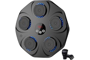BUBA TOYS Music Boxing Machine, Smart Bluetooth Boxing Machine, Wall Mounted USB Charging Boxing Training Equipment with 9 Speeds and Modes, Boxing Gloves, LED Lights for Adults and Kids (Black)