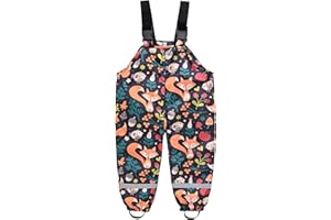 Happy Cherry - Pantalones de Lluvia Impermeables Niño Niña para Al aire libre Día lluvioso Jugando en Barro Infantil Niños Niñas Mono Pantalón con peto de Dibujos Animados - 2-11 Años