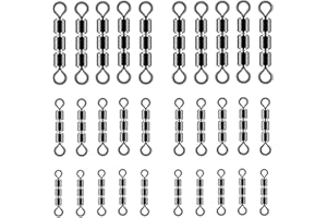 HEZHOU 30pz Triplo Cuscinetto a Sfera Girevole connettore di Linea Gancio Solido cuscinetti a sfera rotanti a 360 gradi Girelle di Pesca Ad Alta Velocità 3 Rulli Girelle Tripla Girelle Connettore