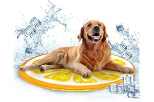Actask Tappetino Rinfrescante per Cane Gatto, Gel Non tossico, Sistema di Auto Raffreddamento, Lettino estivo, Fresco Refrigerante per Animali Domestici (Mandarino 60CM)