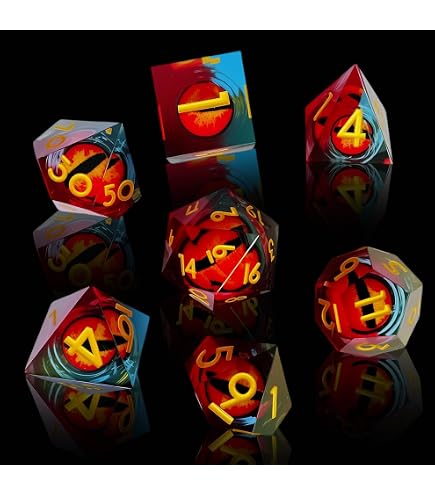 Set Di 7 Dadi In Metallo Poliedrici Con Strisce Luminose Al Buio - Per Giochi Di Ruolo Come Dungeons And Dragons (D4, D6, D8, D10, D12, D20) - Confezione Regalo