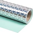 Holijolly Reversible Wrapping Paper - Mini Roll - 43.2CM×10M - Blue
