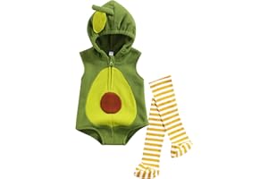 PDYLZWZY Kleinkind Baby Jungen Mädchen Green Avocado Kostüm Ärmellose Hoodies Rugby -Outfit Reißverschlussbody mit Strümpfen Halloween Kostüme