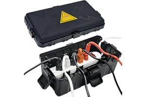 Hrensaw Medium Outdoor Electrical Box(10.6x5.5x4.5in), Weatherproof Connection Box w/6 Cable Entry, IP54 Waterproof Extension Cord Cover Protect Power Strip,Timer,Socket,Plug,Holiday Lights,Black