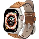 Apple Watch ile Uyumlu Hakiki Deri Kordon, Hakiki Deri Saat Kordonu, 38/40/41/42/44/49 mm ile Uyumlu, Ayarlanabilir Fit, Kola