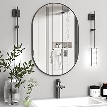 WONSTART Specchio da bagno con cornice in metallo nero