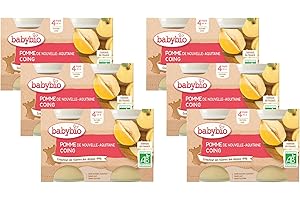 Babybio - Petits Pots Pomme d'Aquitaine Coing 2x130 g - PACK de 6 - 4 Mois - BIO
