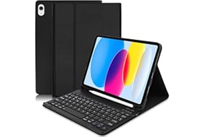 LUPXIU Funda Teclado iPad 10.ª Generación 2022- Nuevo iPad 10.9 con Ranura para Lápiz y Español (Incluye Letra Ñ) -Funda con Teclado Folio Desmontable inalámbrica para iPad Nuevo 10.9 2022 - Negro