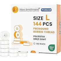New brothread 144pcs Type L Maat (SA155) (96Wit 48Zwart) Voorgewonden Onderdraad Plastic zijkant voor Bijzondere Borduren en Naaimachines - 90wt
