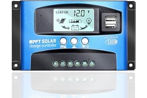 GARSENT MPPT Solar Charge Controller 40/50/60 / 100A, 12V 24V Dual USB Solar Pannel Battery Controller Regulador inteligente con pantalla LCD(50A)