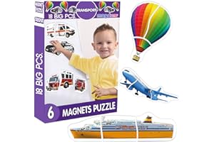 magdum Magnetic Puzzles for Kids ages 2-4 Transport - Toddler puzzles 3 year old - Baby Puzzles Animals Magnets for Fridge - Large Puzzles for Toddlers - Educational Kids Puzzles Age 3 -Baby Puzzle