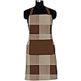 AIRWILL Cotton Chef's Free Size Checkered Pattern Apron (Brown, Pack of 1 pc)