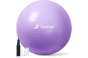 Beenax Thick Strong Exercise Pregnancy Ball 55cm 65cm 75cm, Anti-Burst Gym Swiss Ball with Pump Included for Yoga, Fitness, Labour, Pilates, Stability, Balance