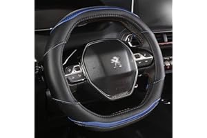WYDMBH Couvre volant Pour Peugeot 3008 4008 5008 Couvercle de volant de la voiture Couvercle de la fibre de carbone + Accessoires auto en cuir PU intérieur (Color Name : Blue)