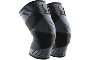 Goosom Genouillère Réglable (1 Paire) Genou Bandage Sport de Compression Élastique Mixte, Genouillère de Maintien Respirant et Antidérapant pour Basketball, Course, Gymnase K51 L