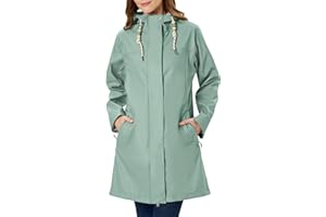 EnduaReve Regenmantel Damen Lang mit Kapuze PU Wasserdicht Regenjacke Gefütterte Funktionsjacke Outdoorjacke Outdoor Wandern