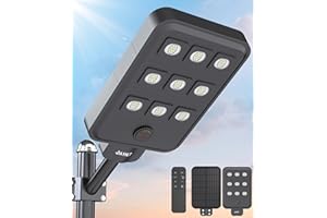 JAYNLT X-10000W Lampione Solare Led Esterno, Lampada Commerciali Super Bright 6500K con Sensore di Movimento, Lampioni di Sicurezza Energia Solari IP67 Impermeabile per Fattoria Negozio