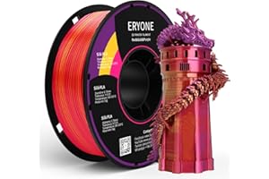 ERYONE Filament PLA Silk PLA 1,75 mm, do drukarki 3D, 0,03 mm, 1 kg/szpulka, trójkolorowy jedwab PLA, czerwony, złoty, fioletowy