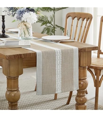 Chemin De Table Imperméable YUNSHANGHE 40 X 240 Cm - Aspect Lin Beige - Lavable, Idéal Fêtes Et Déco