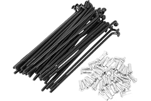 BULLSPANN 36 pcs 14G Rayons de Roue de VéLo avec Mamelons de 12 MM de Longueur Noir