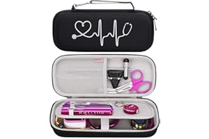 BOVKE Estuche para estetoscopio 3M Littmann Classic III, Lightweight II S.E, Cardiology IV Diagnostic, MDF Acoustica Deluxe Estetoscopios - Espacio adicional para otros accesorios, Negro(Solo casos)